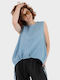 Women's Summer Linen Sleeveless Top Light Blue