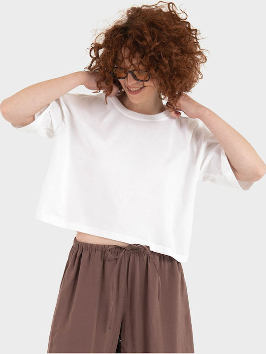 Дамска Crop Тениска Бяла