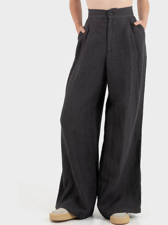 Ae Er Women's Linen Trousers Grey