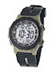 Digital Men's Battery Watch with Rubber Strap Black / Beige