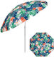 Folding Beach Umbrella Diameter 2m With Air Duct Tropical Flowers