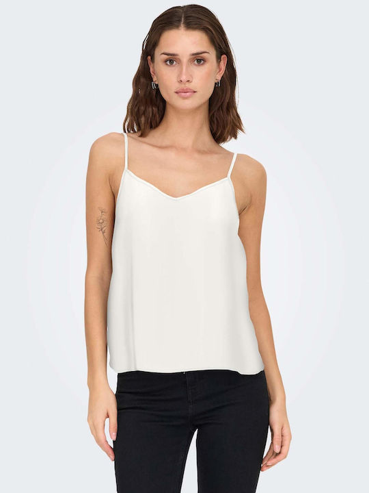 Only Singlet Damen Bluse Ärmellos Weiß