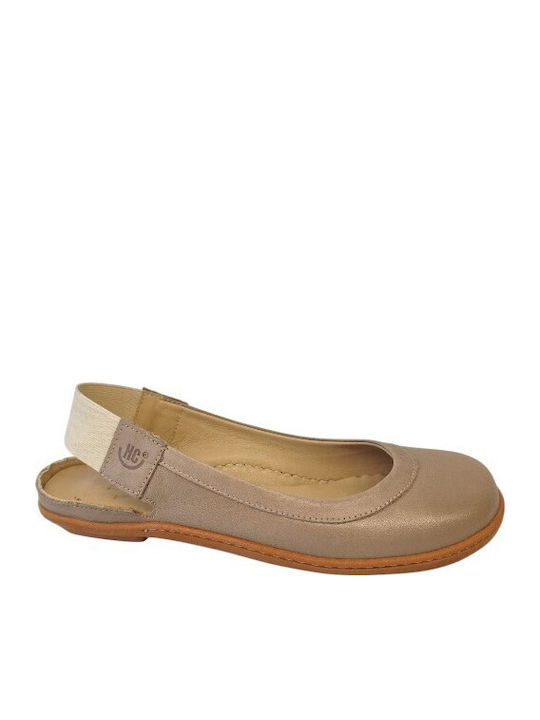 Hello Comfort Leather Women's Ballerina Shoes Slingback With Strap In Brown Color