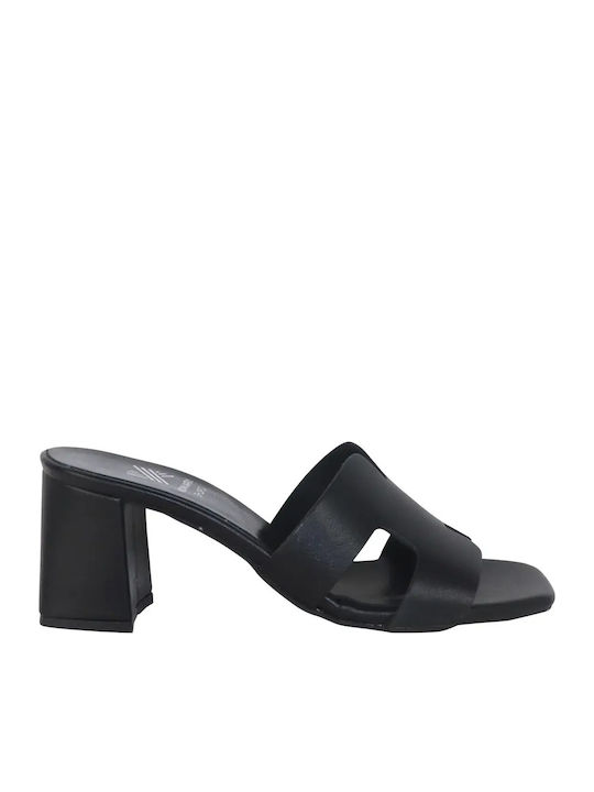 Mules With Chunky High Heel In Black Colour