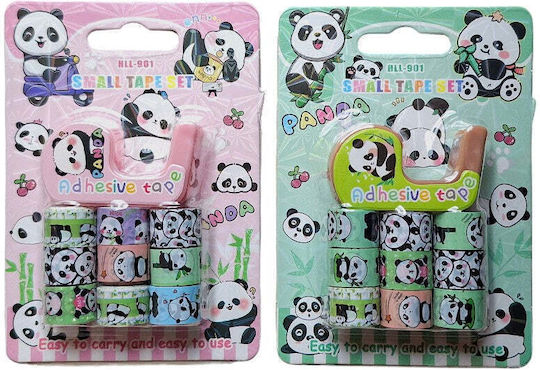 Set Washi Tape Panda Cutting Base & Adhesive Tapes 2 Colors 1 Piece
