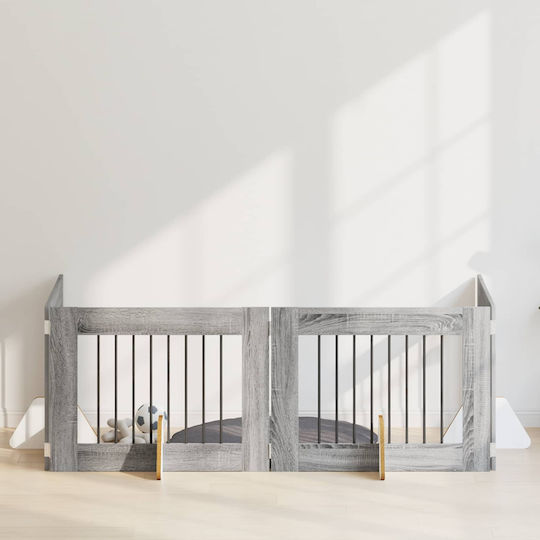 vidaXL Метална Врата За Куче В Сив Цвят 80 x 60 x 60 см