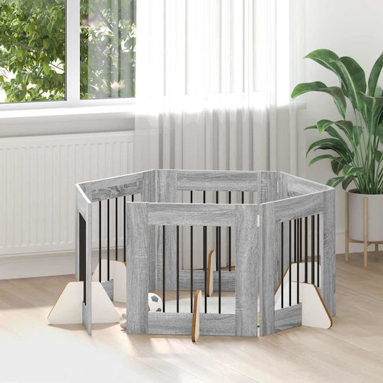 vidaXL Метална Врата За Куче В Сив Цвят 60 x 60 x 60 см