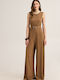 Women's Sleeveless Brown Jumpsuit