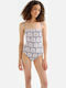 One Piece Swimsuit with Removable Padding Floral Black