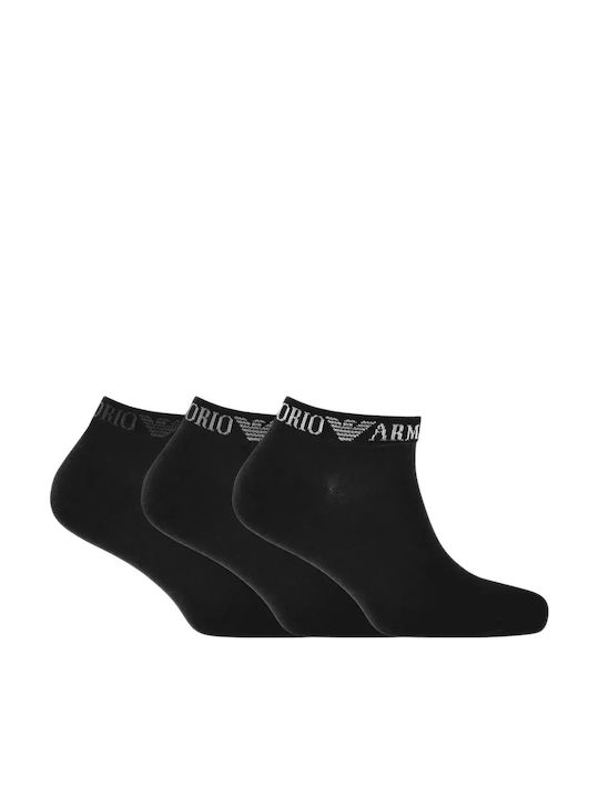 Emporio Armani Мъжки Чорапи Соксове Extended Logo 3 чифта Черни