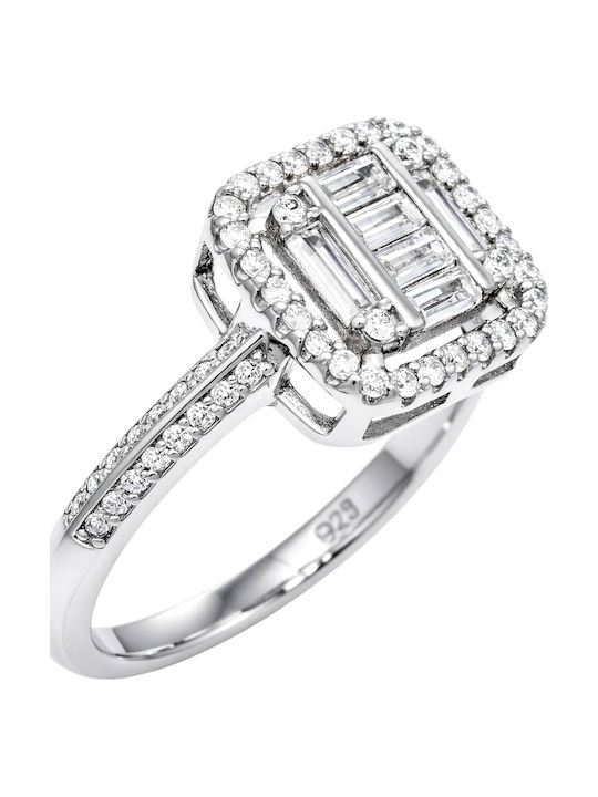 Xrisokosmima Women's Ring with Zircon Made of Silver