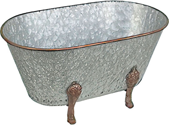Metallic Galvanized Wine Cooler 56cm Oval Brown Feet Handles Chbg-07-217