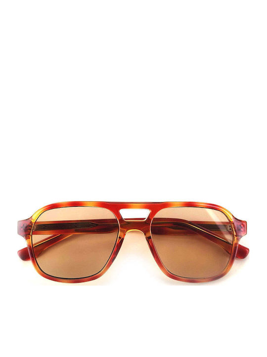 Moken Unisex Sonnenbrillen mit Braunen Rahmen und Orangen Gläsern MKNK05-HAV-ORG