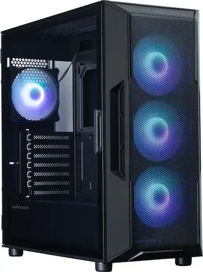 Zalman I3 Neo V2 ARGB Gaming Midi Tower Кутия За Компютър Със Страничен Прозорец Черна