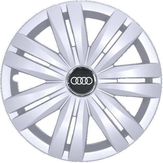 Muuwmi Set Auto Radkappen 16 Zoll mit Audi Kompatibilität 4 Stück Silber