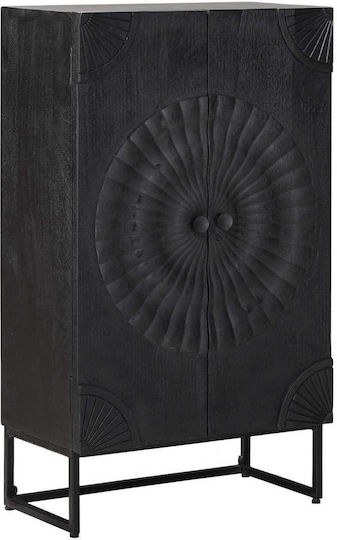 Highboard Επιδαπέδια Βιτρίνα από Ξύλο & Μέταλλο με Τζάμι Μαύρο 55x30x95cm 42020083 Highboard Επιδαπέδια Βιτρίνα από Ξύλο & Μέταλλο με Τζάμι Μαύρο 55x30x95cm 42020083