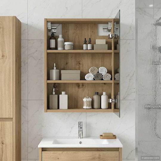 vidaXL Rectangular Bathroom Mirror with Cabinet 43x16cm Brown