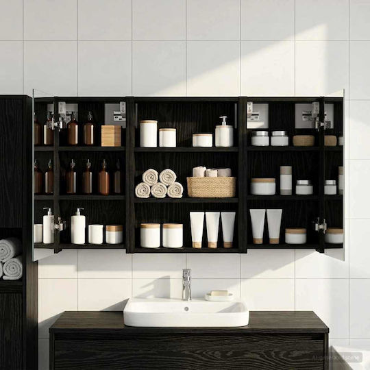 vidaXL Badezimmerspiegel Led mit Regal & Schrank 100x10,5cm Schwarzer