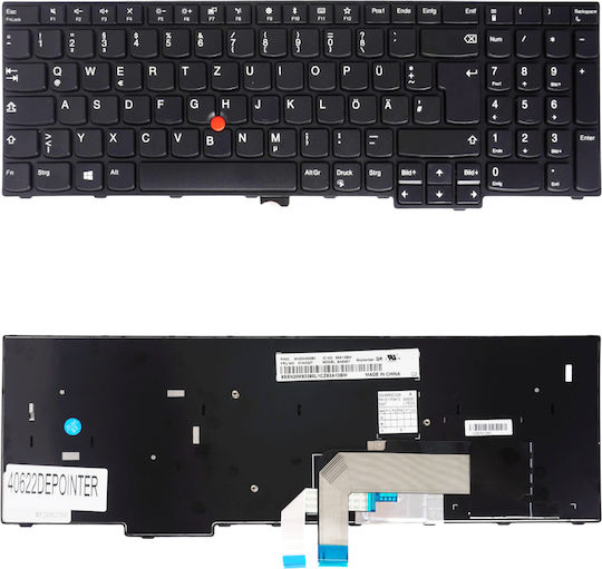 German Laptop Keyboard Lenovo Thinkpad E570 20h5 20h6 E570c 20h7 E575 20h8 01ax123 01ax227 01ax163 01ax203 01ax160 01ax189 with Pointer Black Code 40622depointer