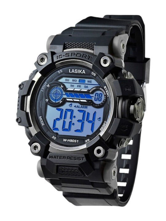Digital Men's Battery Watch with Black Rubber S...