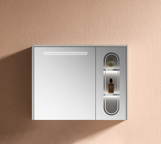 Martin 3MCIR090LG Καθρέπτης Led από Plywood 90x70cm Γκρι