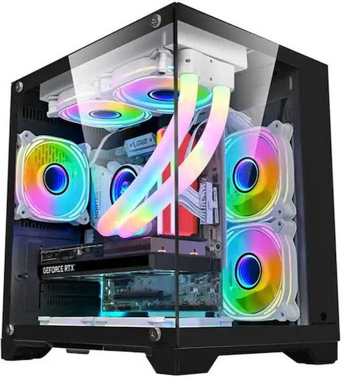 1STPLAYER MV5 Gaming Midi Tower Κουτί Υπολογιστή με Πλαϊνό Παράθυρο και ARGB Φωτισμό Μαύρο