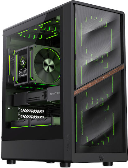 GameMax AERIS 330 MB Gaming Mini Tower Κουτί Υπολογιστή με Πλαϊνό Παράθυρο και RGB Φωτισμό Μαύρο