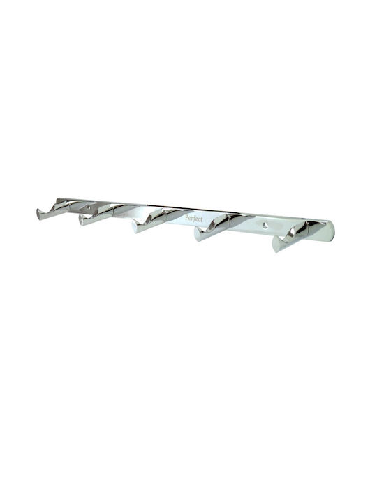 Perfect Wall Hanger 5 Hooks Silver 32.3cm