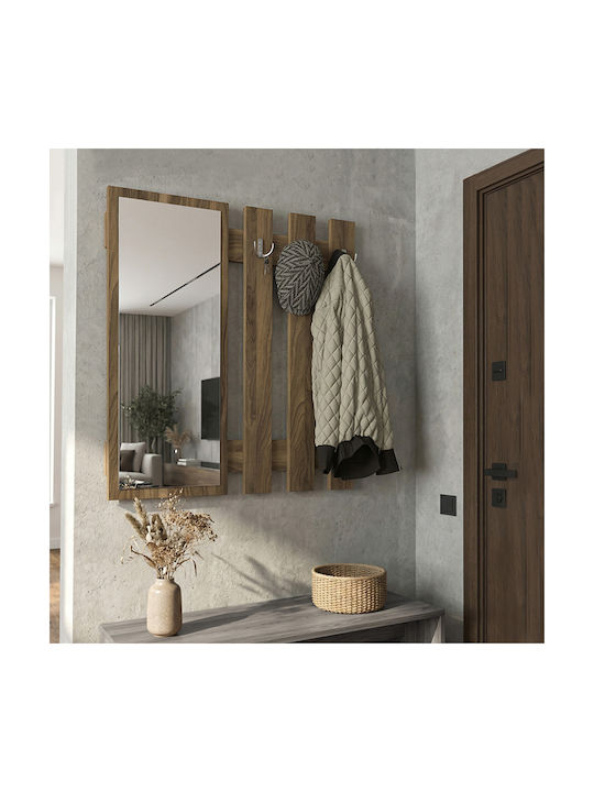 Megapap Κρεμάστρα Τοίχου Folin Folin Ξύλινη 3 Θέσεων Καφέ 90x4x90cm