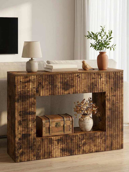 Wooden Console Striped Smoked Oak M101xW29xH74cm