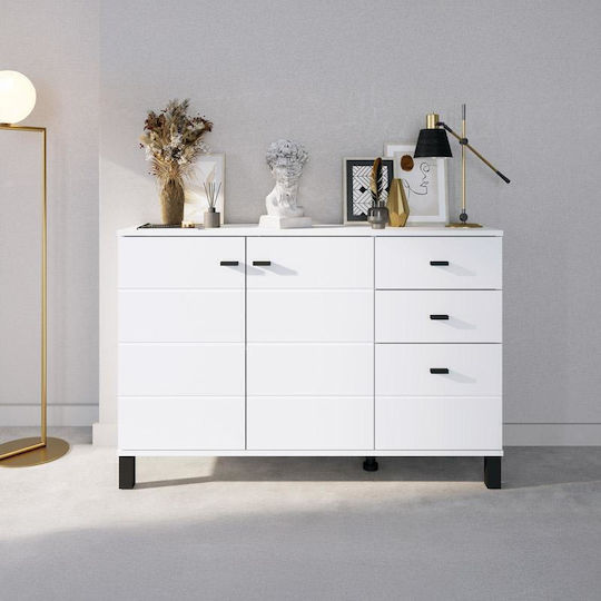 Fylliana Holz Sideboard mit Schubladen Weiß 116x35x78cm