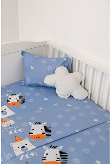 Biokarpet Naf Naf Little Zoo 301 Blue Σεντόνια Σετ-σετ Σεντόνια