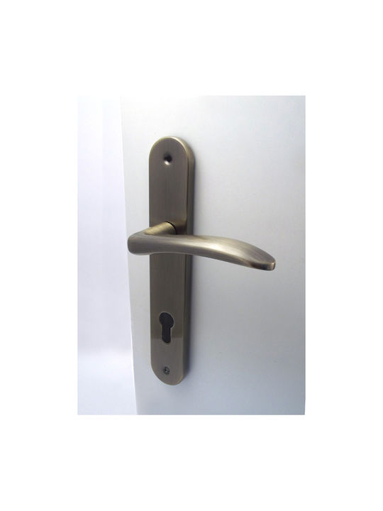 EU Mirror Middle Door Lever With Plate (Distance Between Lock Centers 85mm) Bronze