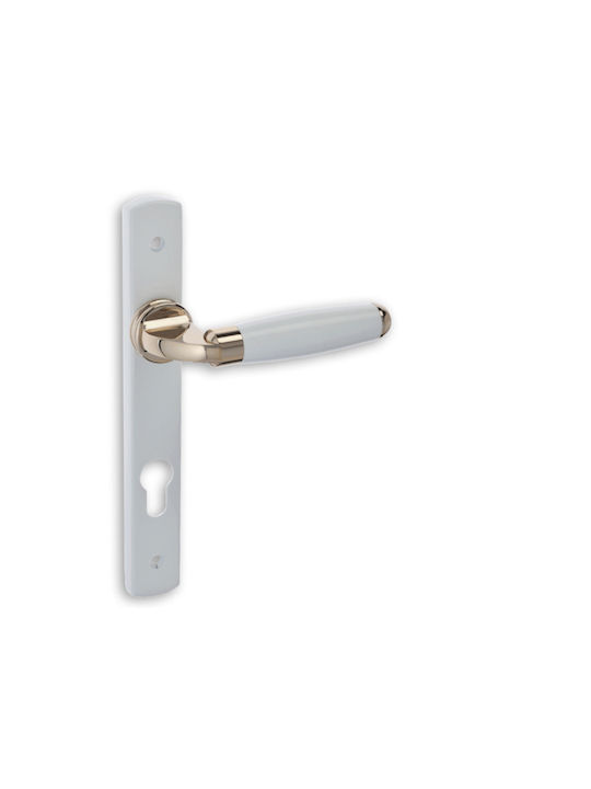 Best Design Buton Ușă de Interior cu Placă Alb