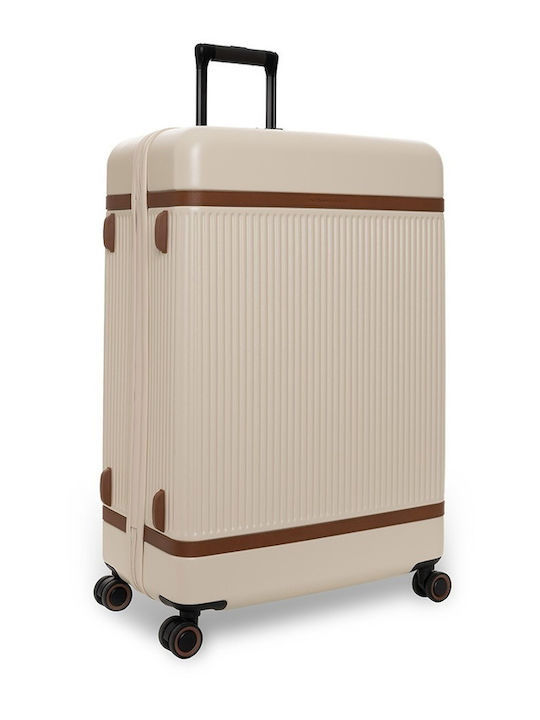 The Chesterfield Brand Large Hard Travel Suitcase Cream with 4 Wheels Height 76cm