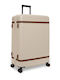 The Chesterfield Brand Large Hard Travel Suitcase Cream with 4 Wheels Height 76cm