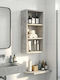 vidaXL Wandmontiertes Badezimmerregal Hölzernes 30x16x62.5cm Grau