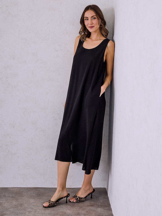 Celestino Women's Asymmetric Midi Loose Fit Black Dress | Skroutz.mt