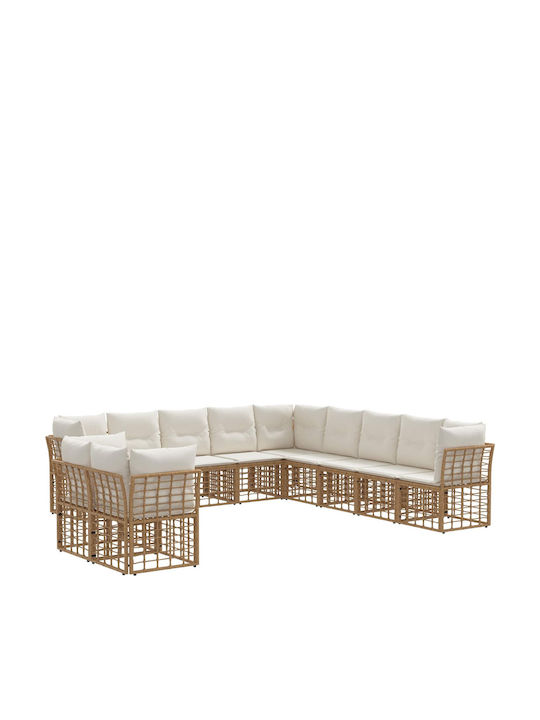 Corner Outdoor Sofa Plastic with Cushions