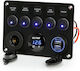 Sundiguer Panou Comutator Auto 12v 24v 5 Comutatoare Led Comutatoare Duble Usb 2.1a Priză Brichetă Voltmetru Digital Ip66 Rezistent La Apă Carcasă Din Aluminiu Universal Auto Utv Rv