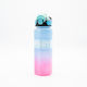 Sports Sticlă de Apă 750ml Ombre Roz-albastru Design Hexagonal Pai din Silicon și Mâner de Transport