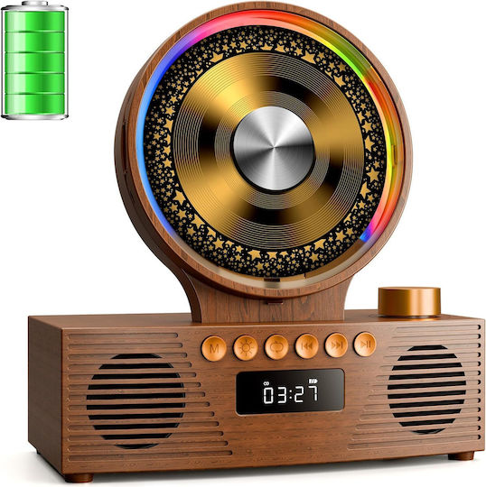 Roadom Cd Player Portabil Bluetooth 5.3 Difuzoare Duale Hi-fi Baterie 4000 Mah 6 În 1 Cd Usb Tf Fm Aux Lumină Rgb Telecomandă Design Vintage Retro Lemn Maro
