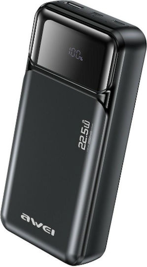 Awei PA-92 Външна Батерия 20000mAh 22.5W с USB-A Изходен Порт и 2 USB-C Изходни Порта Power Delivery Черен