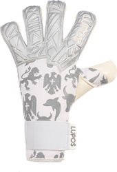Lupos Helix One Pro Goalkeeper Gloves — German Latex Contact — Hybrid Cut —white/silver