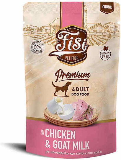 Fisi Dog Adult Grain Free Chicken & Goat Milk 130g Wet Food Practical Pouch Specially Designed For The Daily Needs Of Adult Dogs