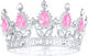 Metallic Decorative Cake Crown Silver Pink Crystals 10cm