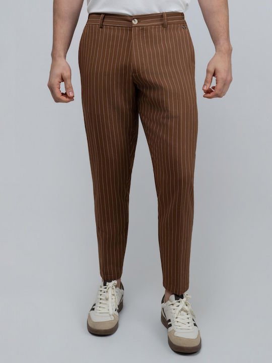 Pantaloni Elastici Slim Fit Maro