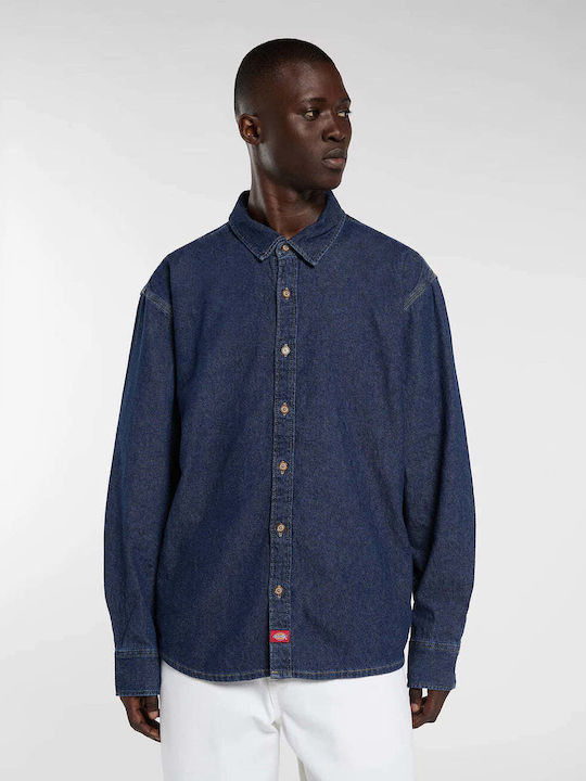 Langärmeliges Denim Hemd Dunkel Indigo