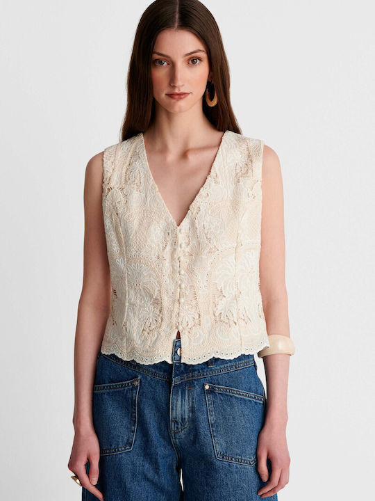 ALE - The Non Usual Casual Women's Blouse with Lace White