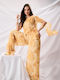 Women's Yellow Set with Trousers with Elastic Floral